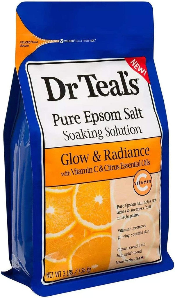 DR TEAL'S PURE EPSOM SALT SOAKING SOLUTION GLOW AND RADIANCE WITH VITAMIN C & CITRUS ESSENTIAL OIL
